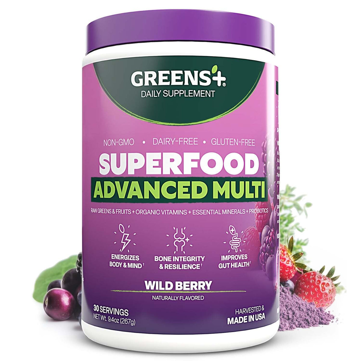 Greens+ Advanced Multi Wild Berry Superfood Powder - 9.4 oz