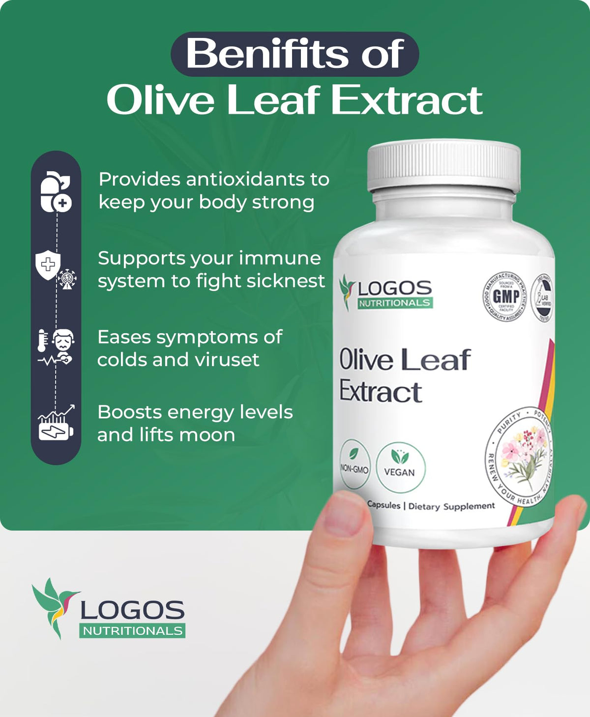 Logos Nutritionals Olive Leaf Extract Capsules - 60 Count - image 4