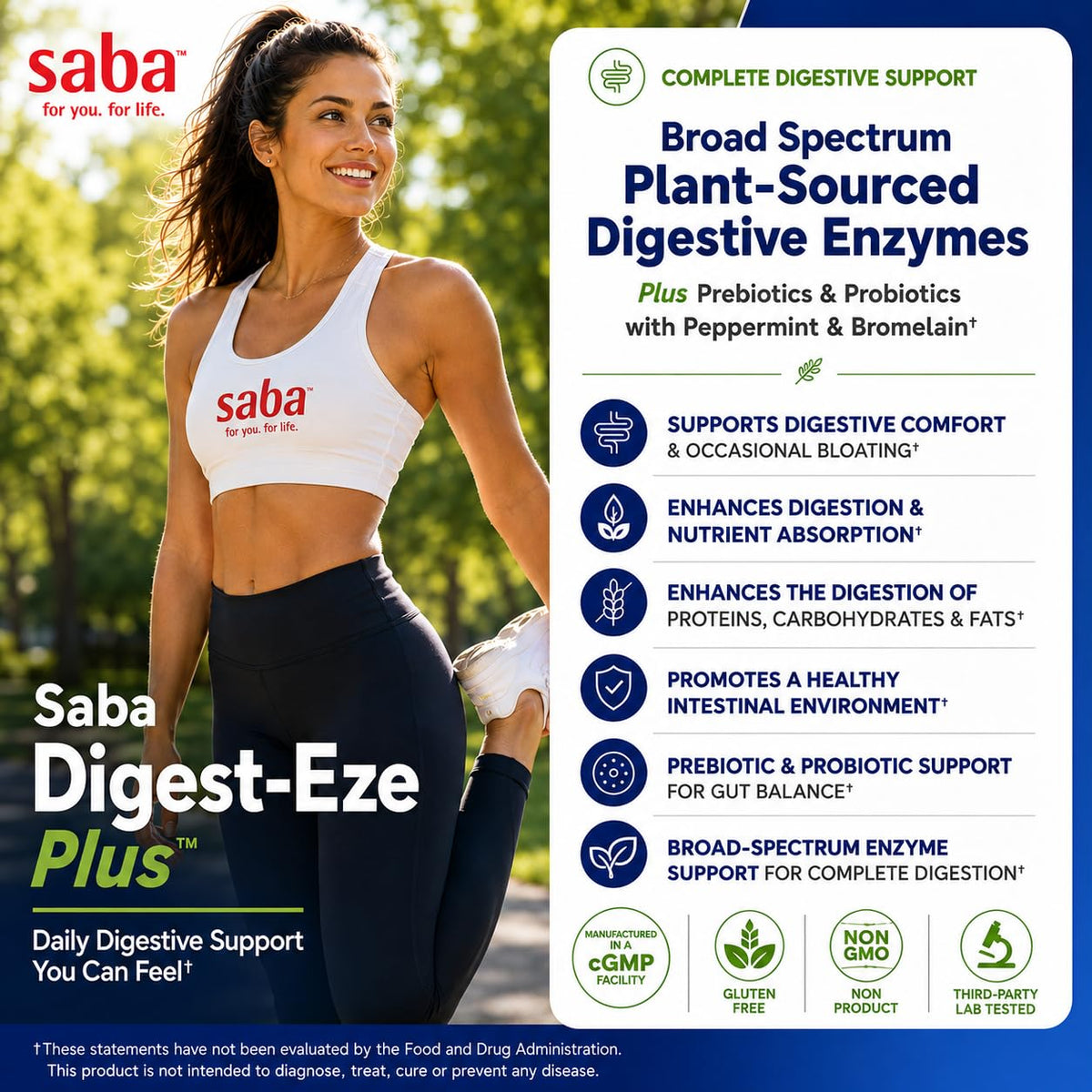 Saba Digest-Eze Plus Digestive Enzymes with Probiotics - 60 Capsules - image 3