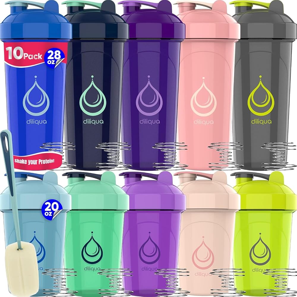 diliqua 4 PACK, 28 oz & 20 oz Shaker Bottles for Protein Mixes