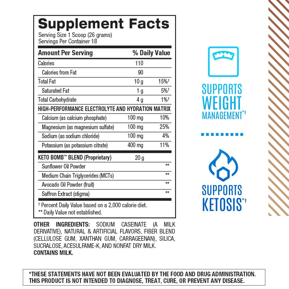 BPI Sports Keto Bomb Ketogenic Creamer for Coffee and Tea