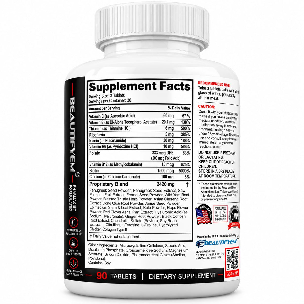 BEAUTIFYEM Butt X-Large Advance Booty Enhancement Tablets - 90 Tablets - image 4
