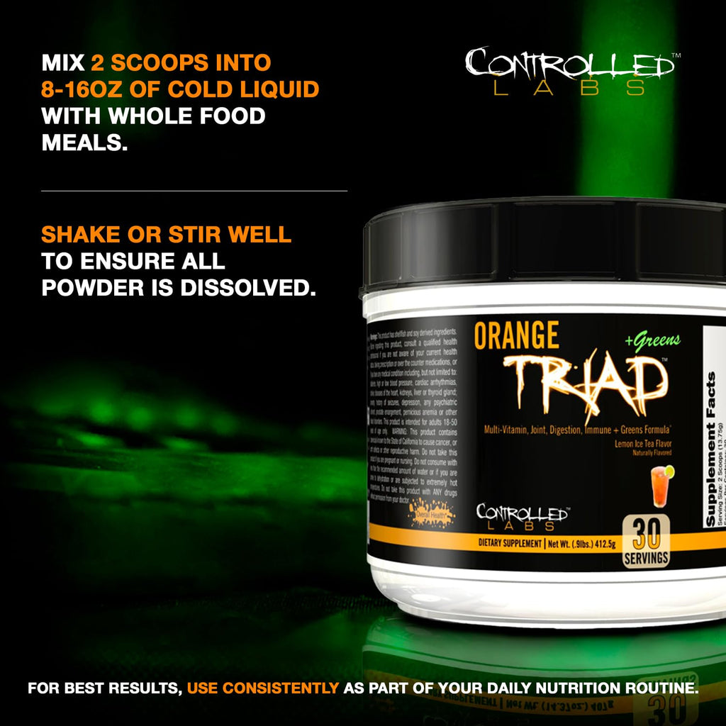 CONTROLLED LABS Orange Triad + Greens Multivitamin Powder - 30 Servings - image 6