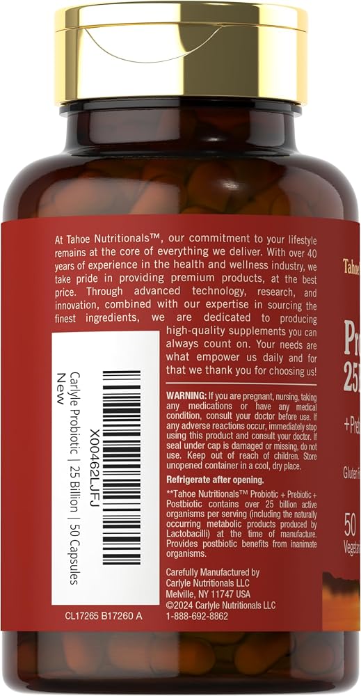 Tahoe Nutritionals Prebiotic, Probiotic & Postbiotic 25B CFU - 50 Capsules - image 3