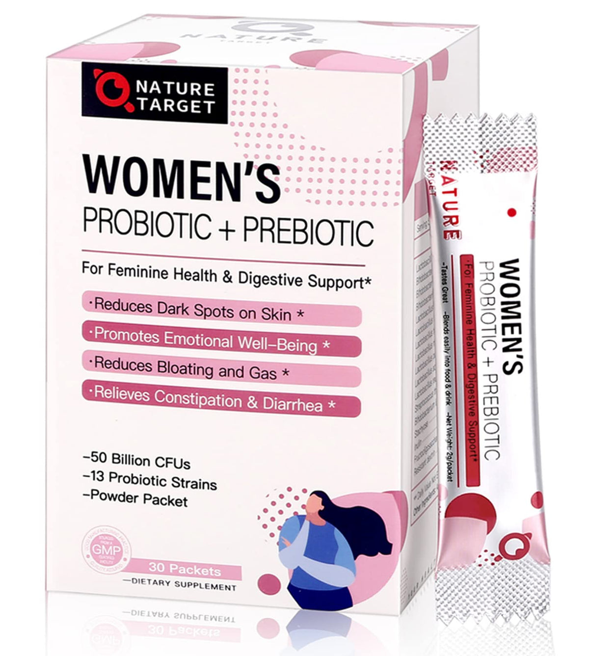 NATURE TARGET Women's Probiotic + Prebiotic Powder - 30 Servings