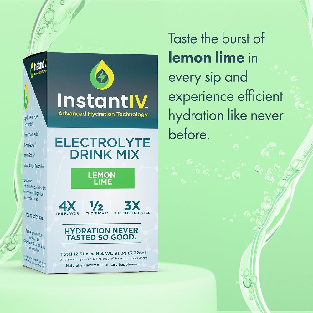 Instant IV Electrolytes Powder Lemon Lime - 12 Packets - image 3