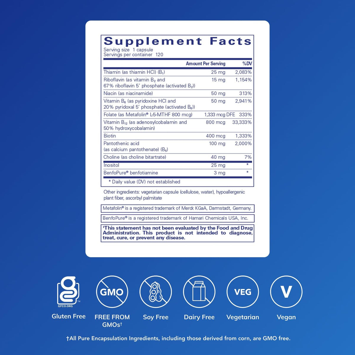 Pure Encapsulations PureGenomics B-Complex - 120 Capsules - image 2