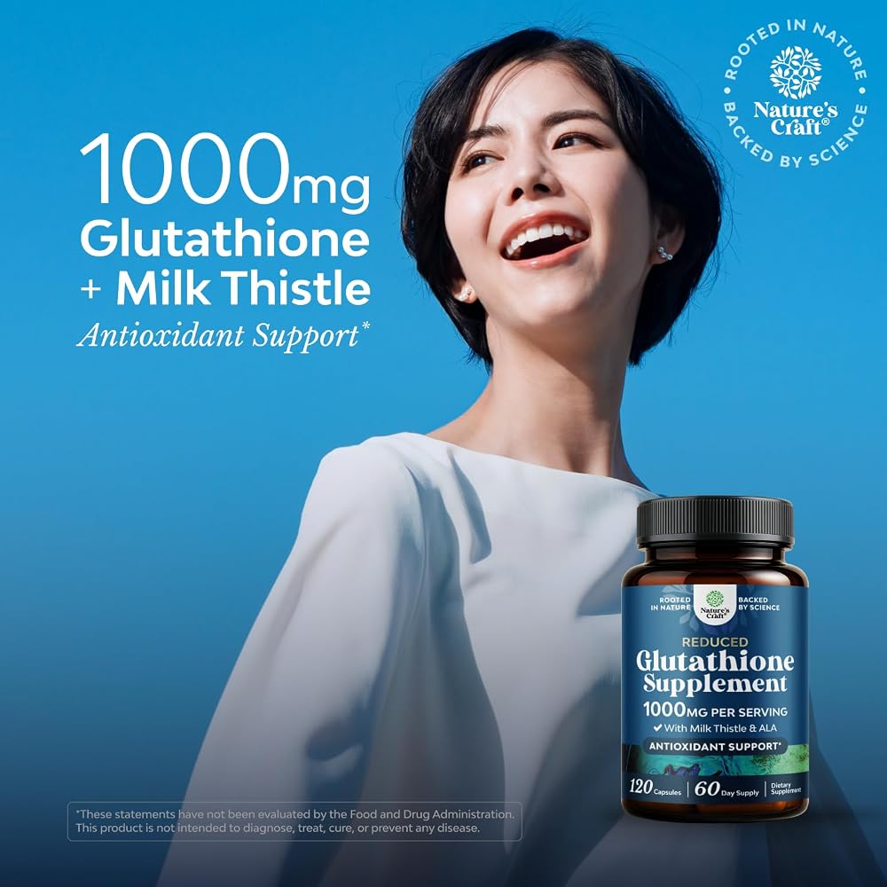 Natures Craft Reduced Glutathione 1000mg with Milk Thistle - 120 Capsules - image 8