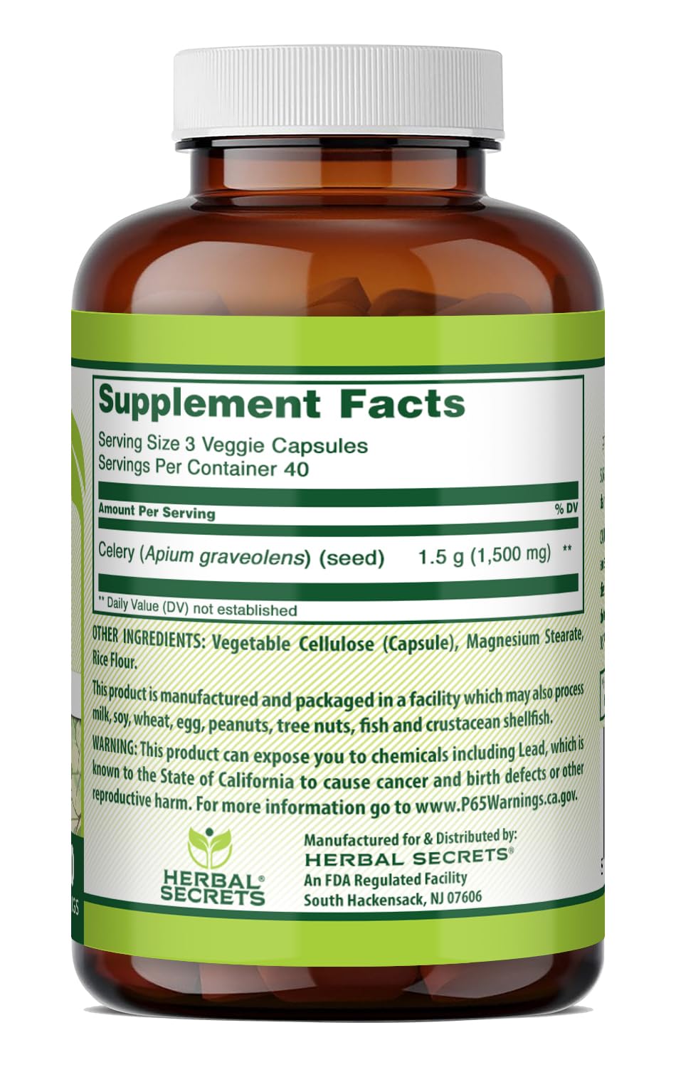 Herbal Secrets Celery Seed Extract 1500 mg - 120 Vegetarian Capsules - image 2