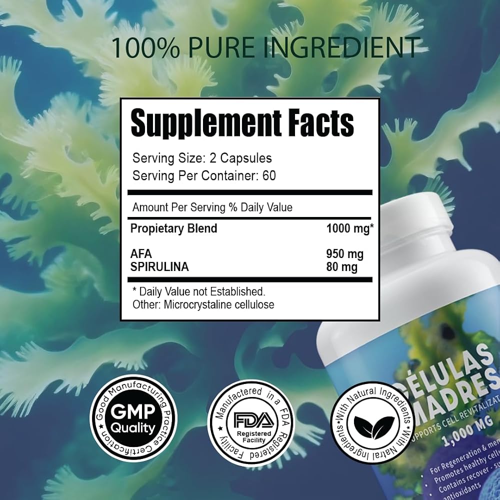 Explendus Celulas Madres AFA Stem Cell Blue Green Algae - 60 Capsules - image 2