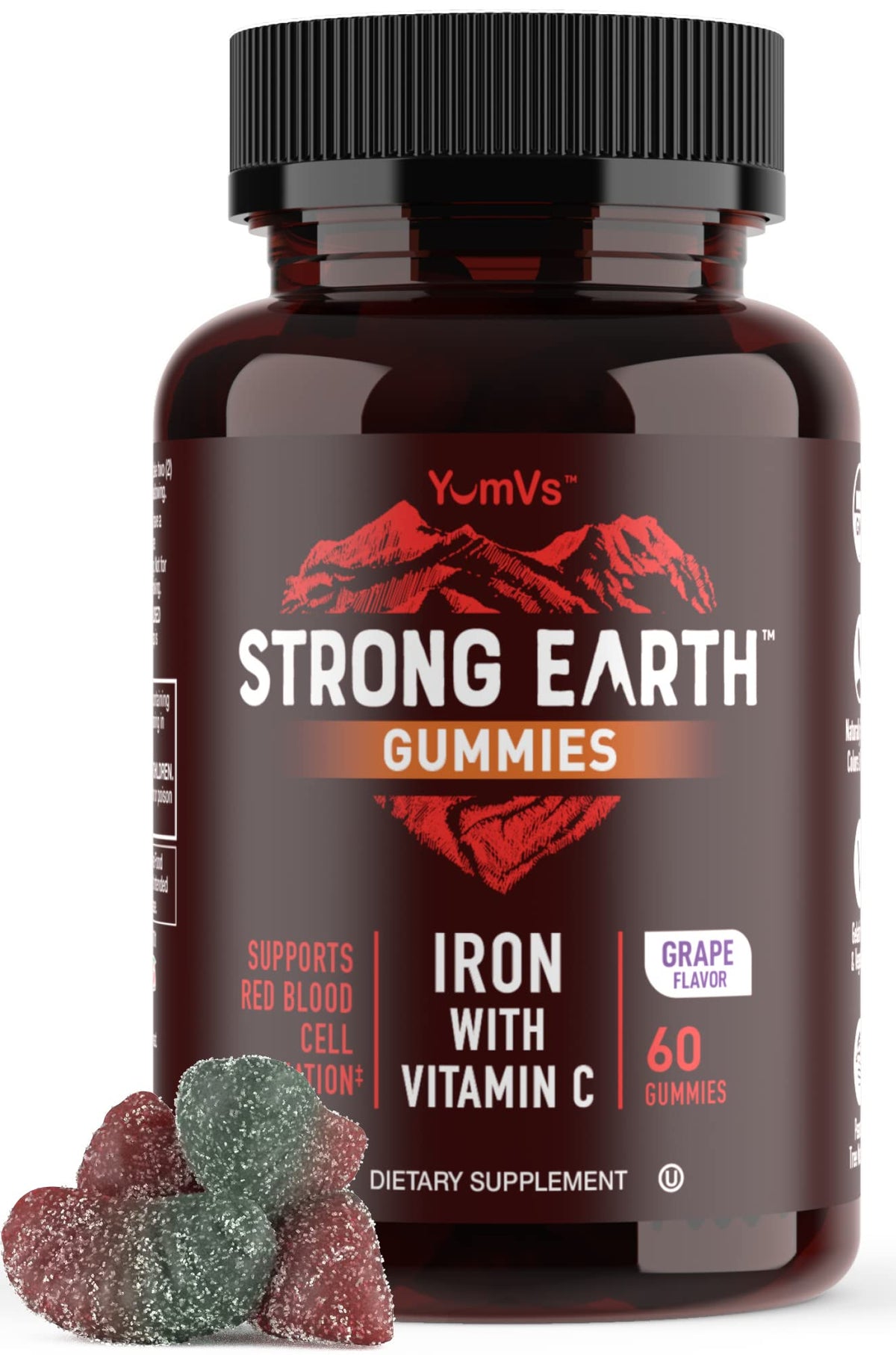 YUM-V'S Strong Earth Iron Gummies with Vitamin C - 60 Count