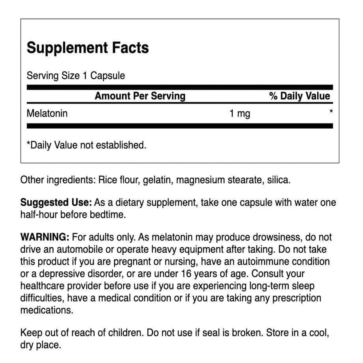 Swanson Melatonin 1 mg for Sleep and Relaxation - 120 Capsules - image 2