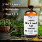 Vocks Black Seed Oil Organic Cold Pressed Unrefined Glass Bottle