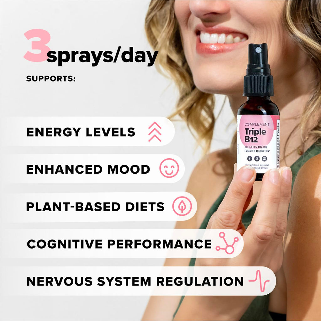 Complement Vegan Vitamin Triple B12 Liquid Spray 1500 mcg - 60 Servings - image 2