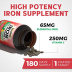 Vitalibre Iron Supplement, 65mg Carbonyl Iron with 250mg Vitamin C