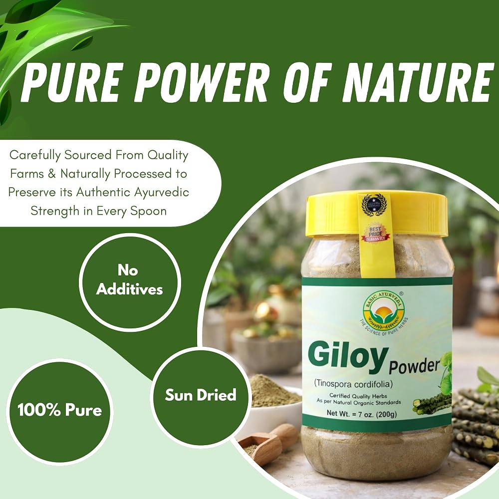 BASIC AYURVEDA Giloy Powder for Immunity & Energy - 200g - image 2