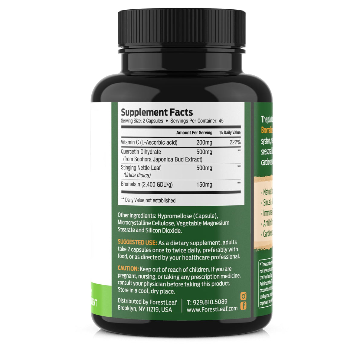 ForestLeaf Quercetin with Bromelain 1350mg - Blend with Vitamin C