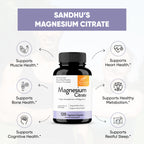Sandhu's Magnesium Citrate Highly Absorbable - 120 Vegetarian Capsules - image 4