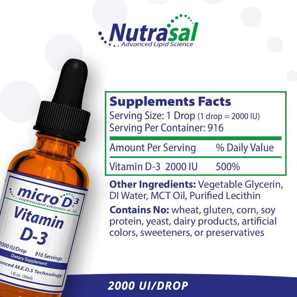 Nutrasal Micro D3 Vitamin D-3 Drops 2 Million IU - 1 Fl Oz - image 2