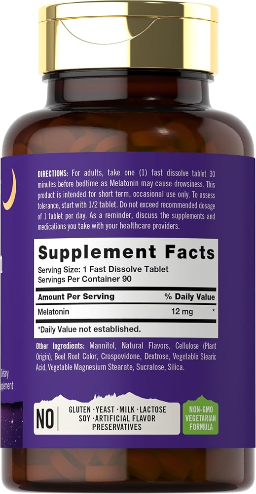 Tahoe Nutritionals Melatonin 12mg Fast Dissolve Tablets - 90 Count - image 2