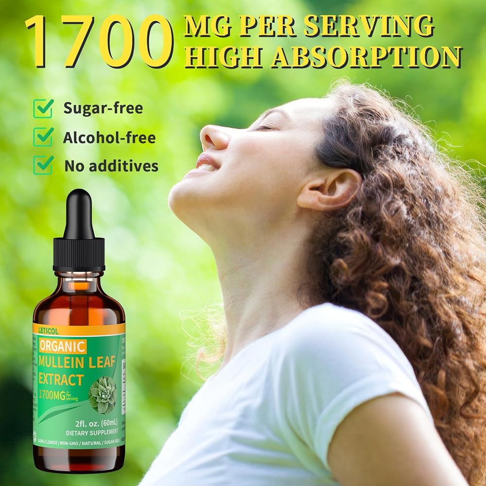 LETSCOL Organic Mullein Drops for Lung Cleanse