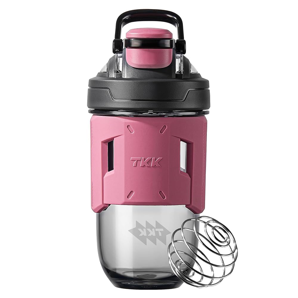 TKK Blender Shaker Bottle 24 Ounce With Blending Ball Plastic Protein