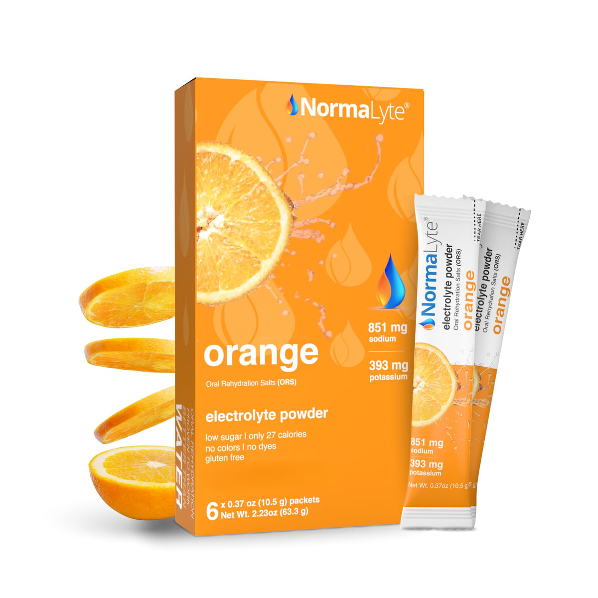 NormaLyte Orange Electrolyte Powder Packets - 6 Count