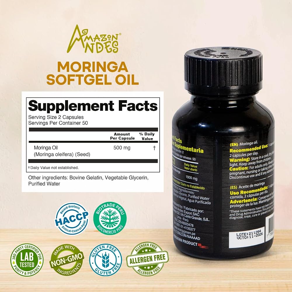 Amazon Andes Moringa Seed Oil Softgels - 100 Softgels - image 4