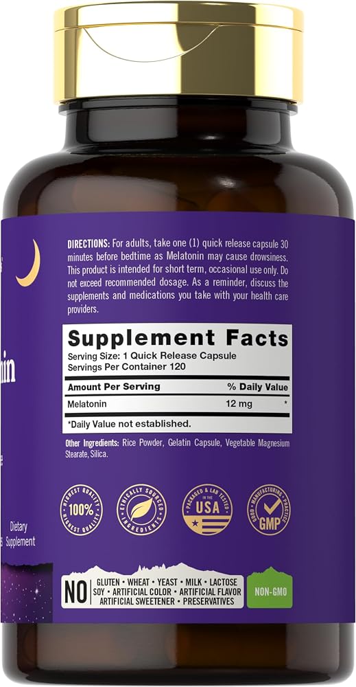 Tahoe Nutritionals Melatonin 12 mg - 120 Capsules - image 2