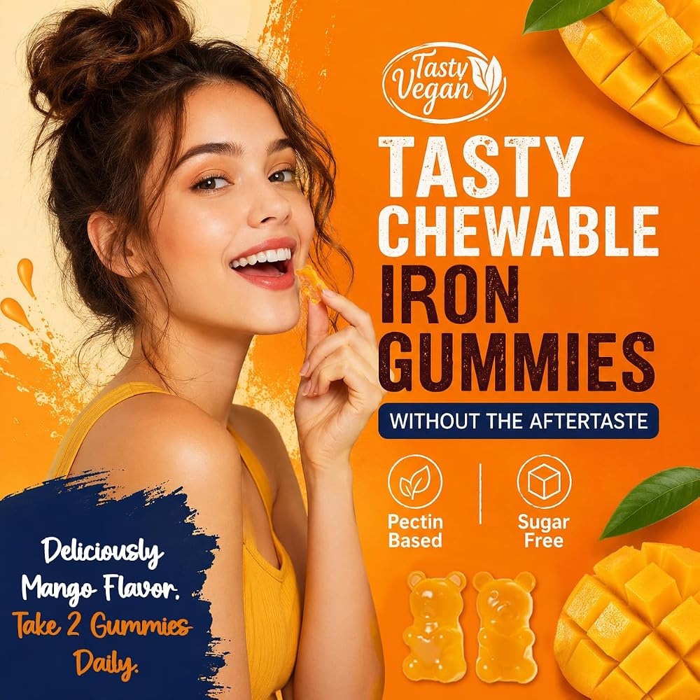 NEVISS Iron Gummies Supplement with Vitamin C, B12, Folate & Turmeric