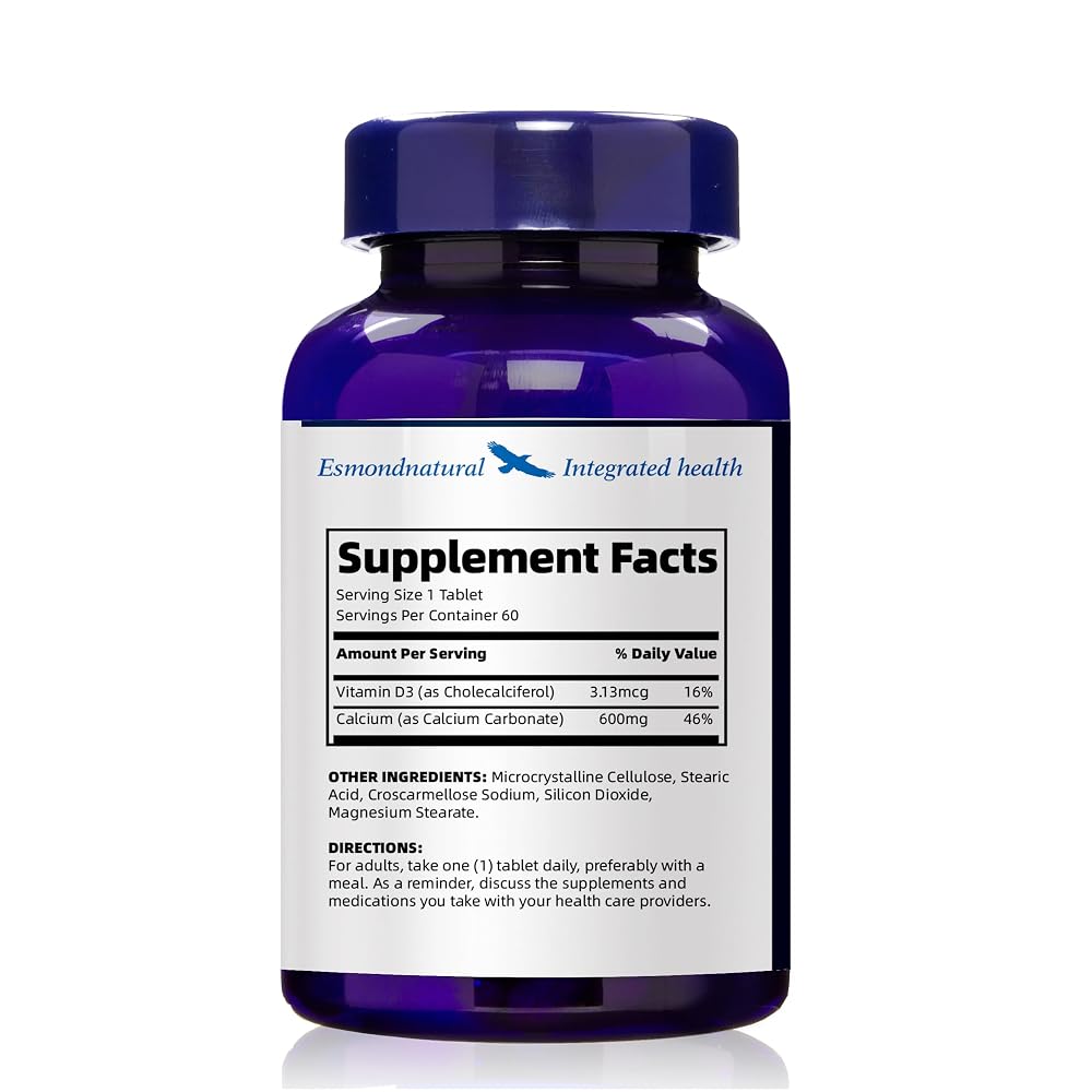 Esmond Natural Calcium 600mg and Vitamin D3 Tablets - 480 Count - image 3