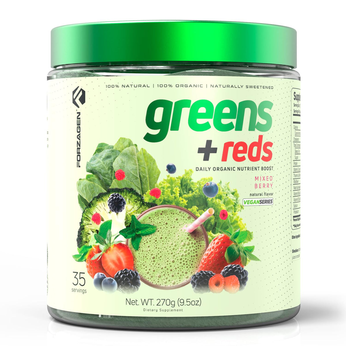 Forzagen Vegan Greens & Reds Superfood Powder - 35 Servings