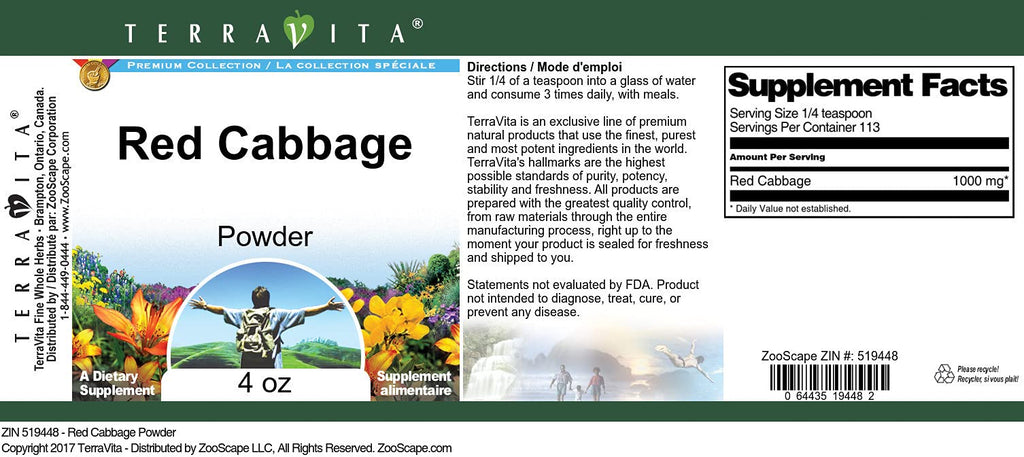 Terravita Red Cabbage Powder - 12 oz (3 x 4 oz) - image 3