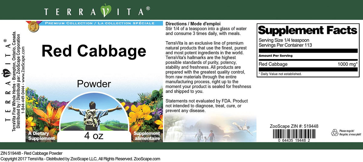 Terravita Red Cabbage Powder - 12 oz (3 x 4 oz) - image 3
