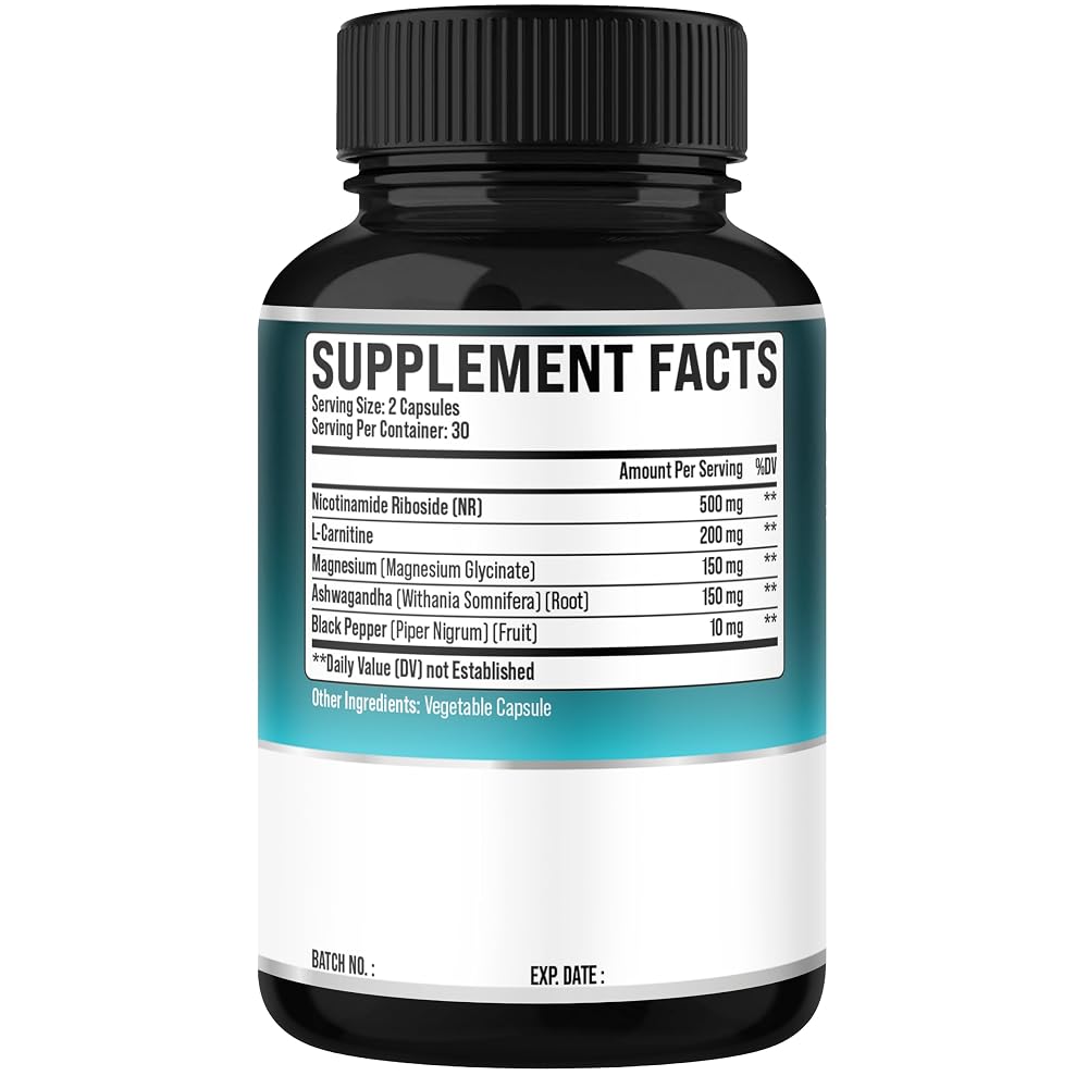 Organic Cadane Nicotinamide Riboside with L-Carnitine - 60 Capsules - image 2
