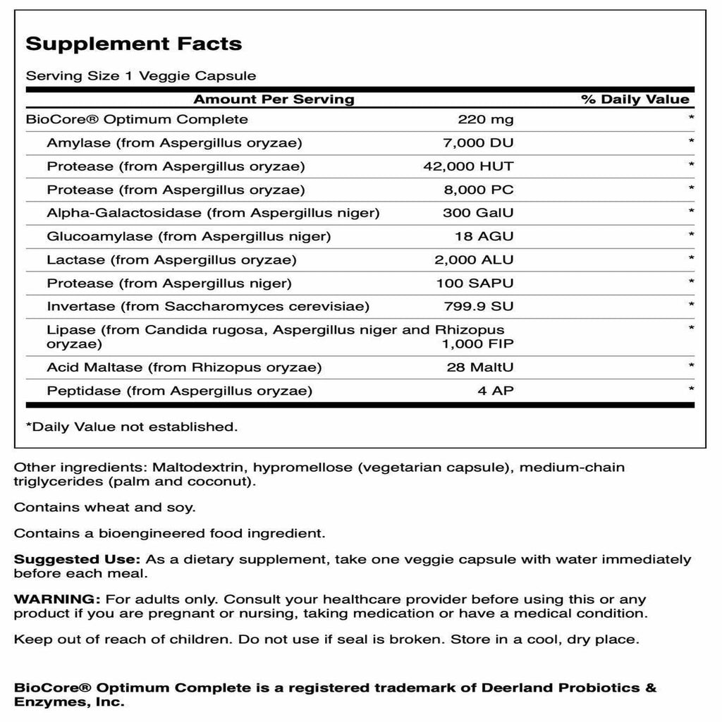 Swanson BioCore Optimum Complete Full Spectrum Enzymes - 90 Capsules - image 2