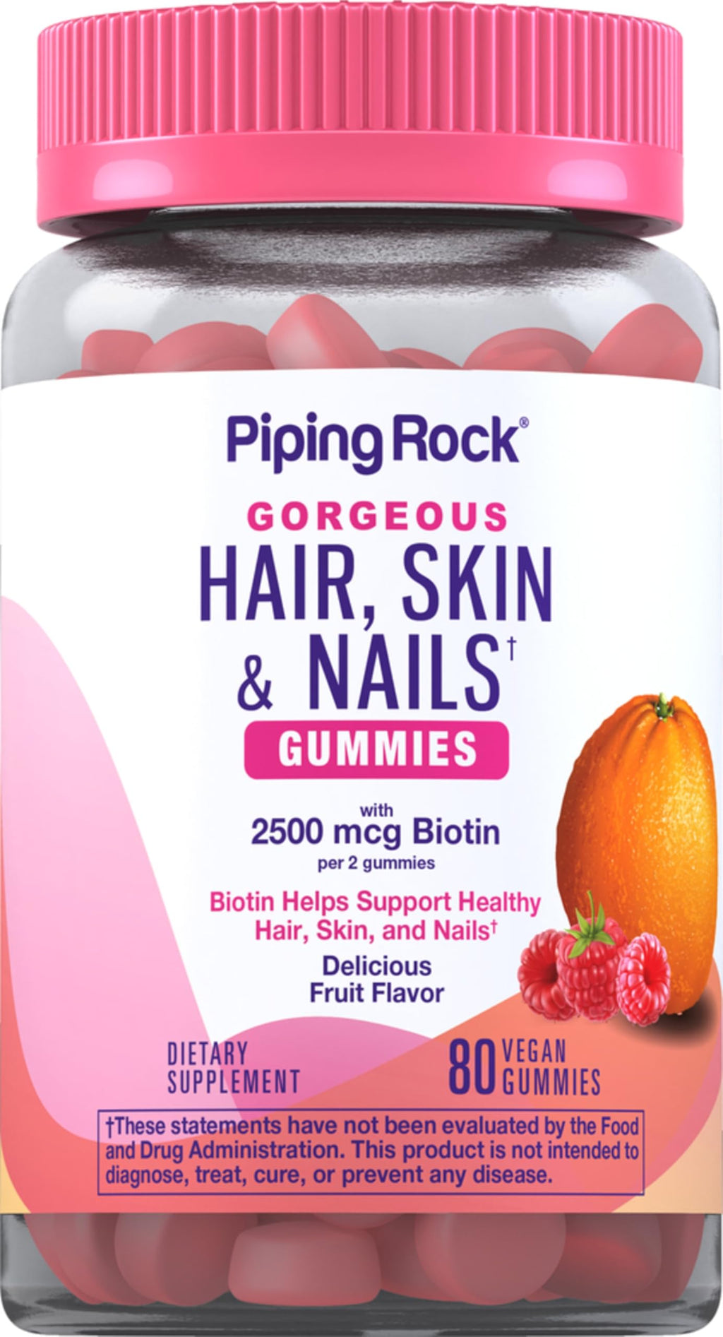Piping Rock Hair Skin and Nails Vitamins with Biotin - 80 Gummies