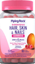 Piping Rock Hair Skin and Nails Vitamins with Biotin - 80 Gummies