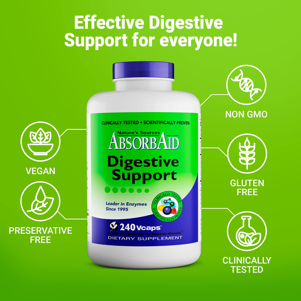 AbsorbAid Digestive Enzymes - 240 Vegetarian Capsules - image 5