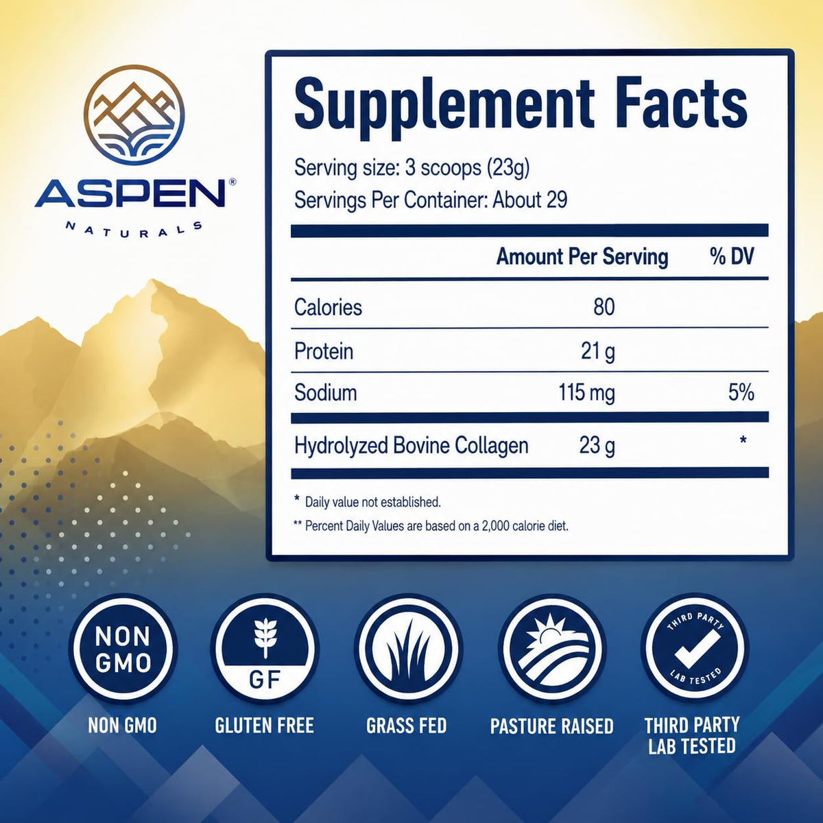 Aspen Naturals Grass Fed Bovine Collagen Peptides Powder - 24 oz - image 4