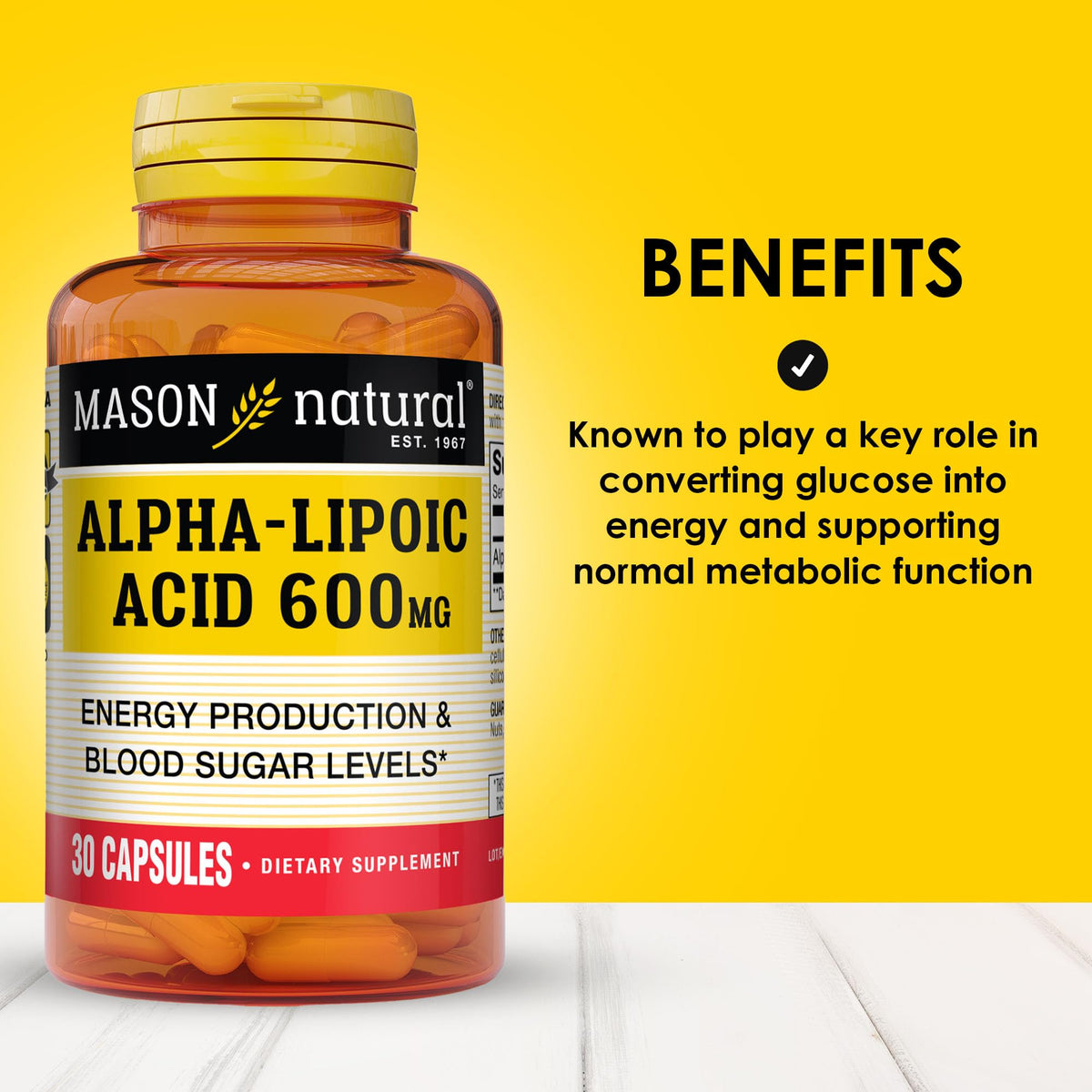 MASON NATURAL Alpha Lipoic Acid 600 mg - 30 Capsules - image 2