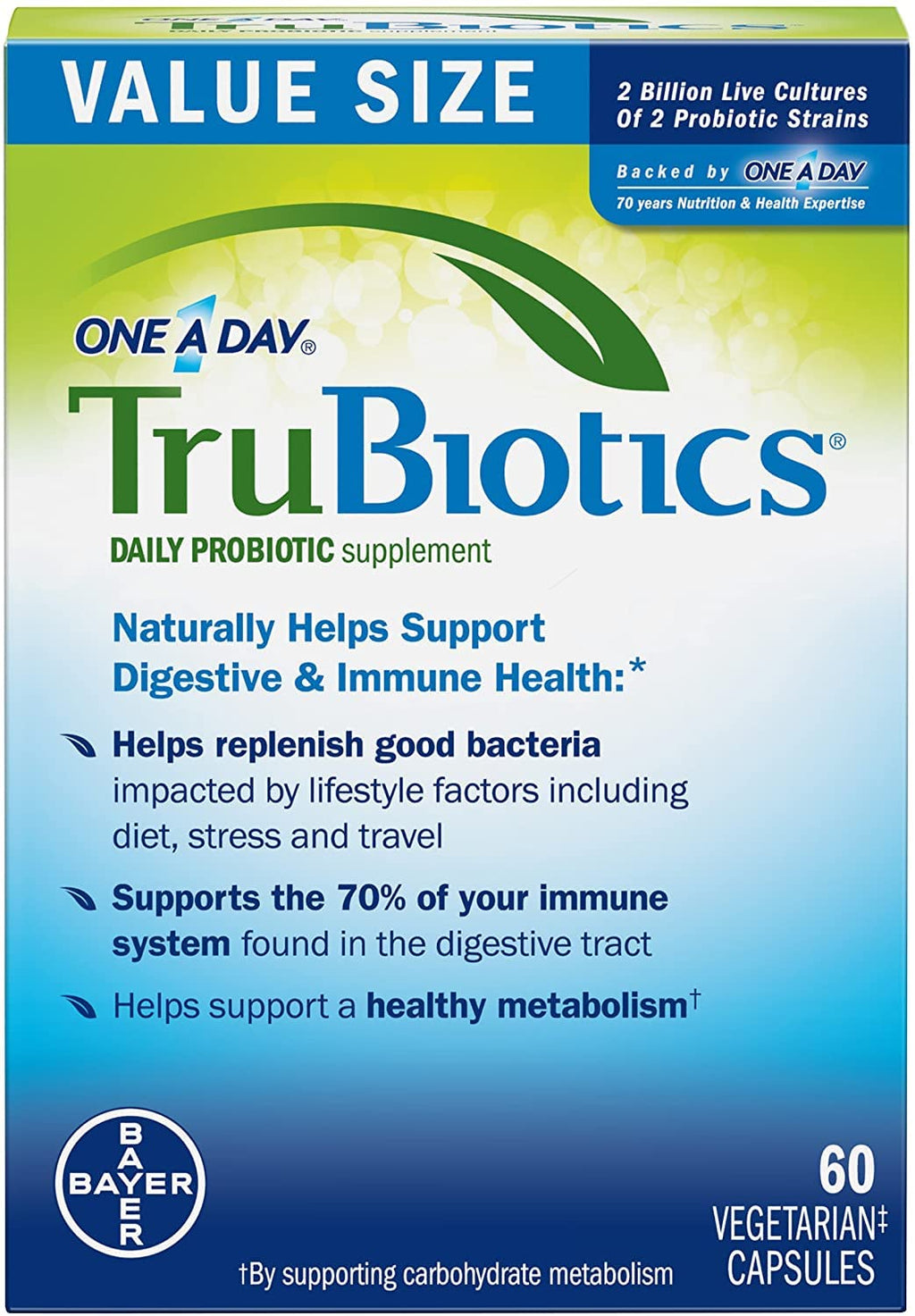 TruBiotics Daily Probiotic Digestive & Immune Support - 60 Capsules