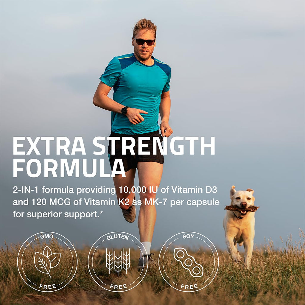 Bronson Vitamin K2 (MK7) with D3 Extra Strength Supplement Bone