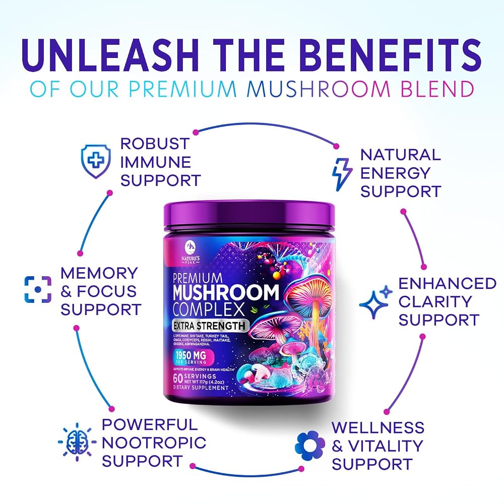 Nature's Peak Mushroom Powder Blend 11-in-1 Complex - 60 Servings - image 5