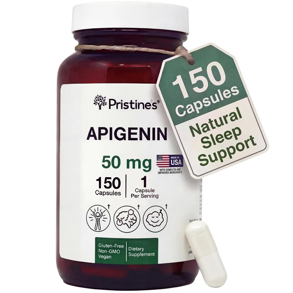 PRISTINE'S Apigenin 50mg Capsules for Sleep Support - 150 Count