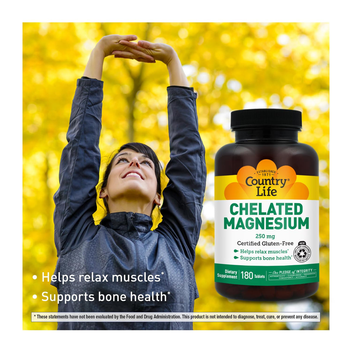 Country Life Chelated Magnesium 250 mg - 180 Tablets - image 4