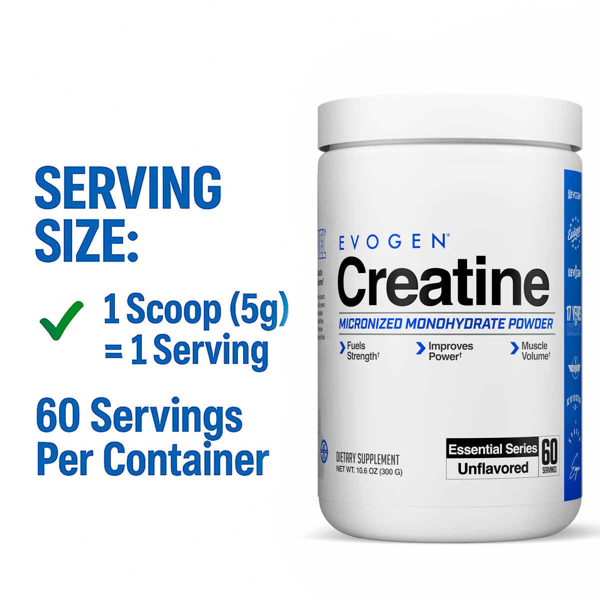 Evogen Creatine Monohydrate Powder Unflavored - 60 Servings - image 5