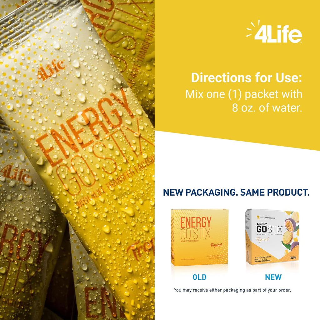4Life Energy Go Stix Tropical Drink Mix with Amino Acids - 15 Packets - image 5