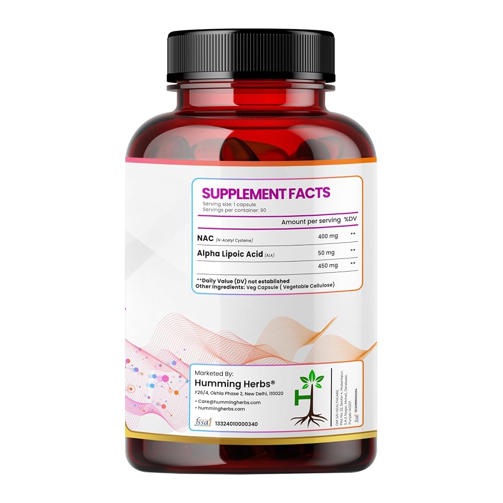 Humming Herbs NAC 450mg with Alpha Lipoic Acid - 90 Vegan Capsules - image 8