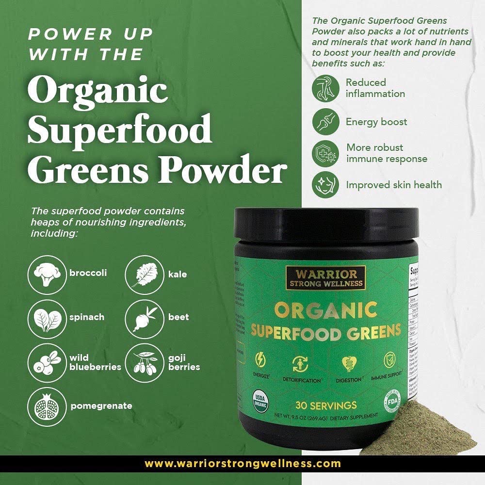 Warrior Strong Wellness Certified Organic Greens Powder - 30 Servings - image 8